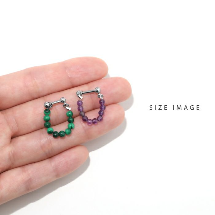 16G 軟骨ピアス 天然石 ビーズ ナチュラルストーン カラフル ボール