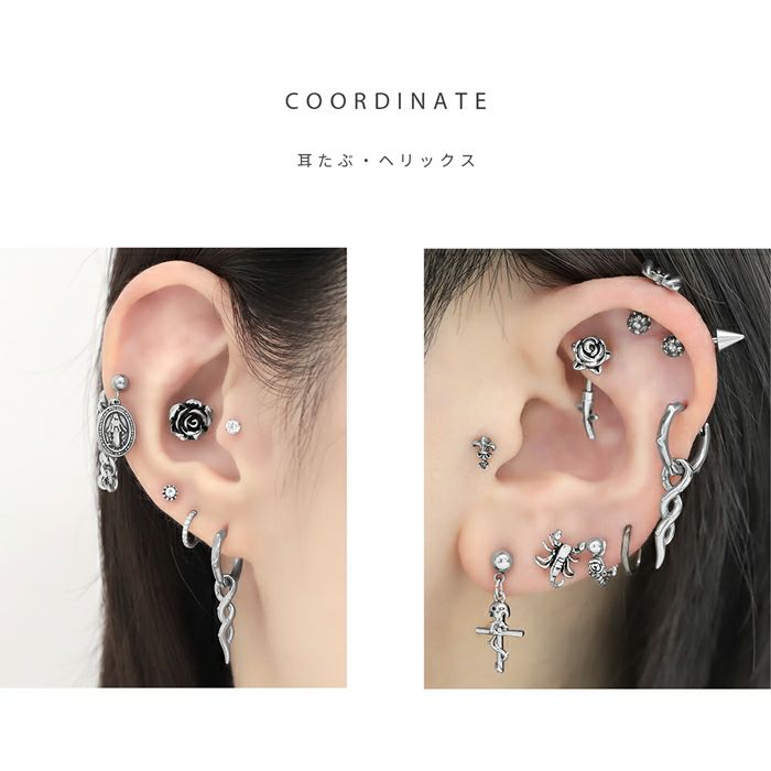 ワンタッチリングツイストチャームピアス