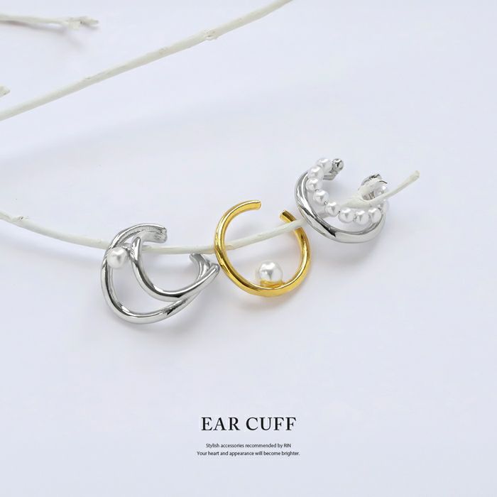 イヤーカフパールリングフープフェイクピアスかわいい大人カワイイオシャレシンプルアクセサリー