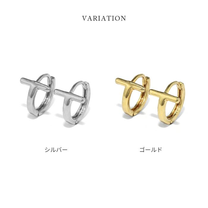ピアス18KコーティングT字デザインニッケルフリーシンプルフープピアスアクセサリー