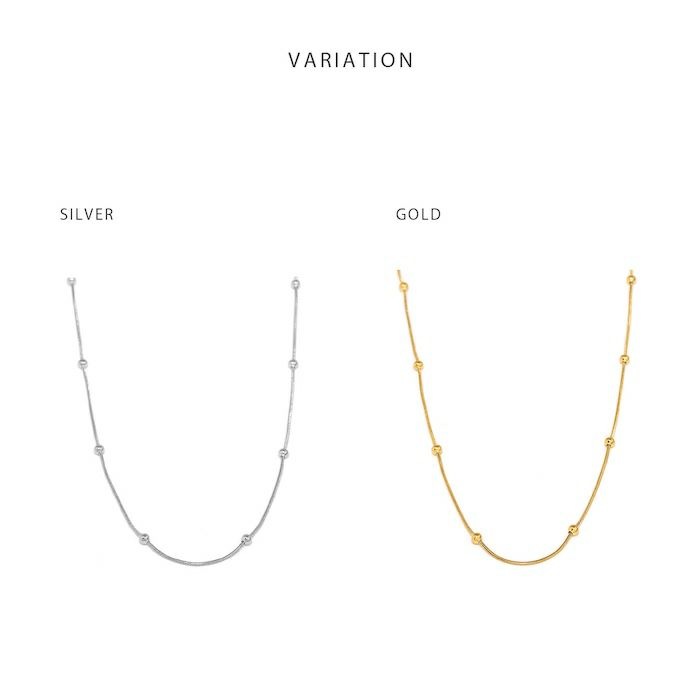 ネックレスボールキレイシンプル金属アレルギー対応スネークチェーンアクセサリー