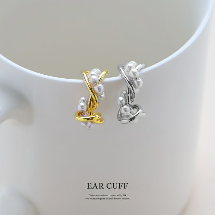 イヤーカフパールソフィスティケートニッケルフリーツイストフープ開閉式イヤリングアクセサリーボディピアス専門店凛RINプチプラ