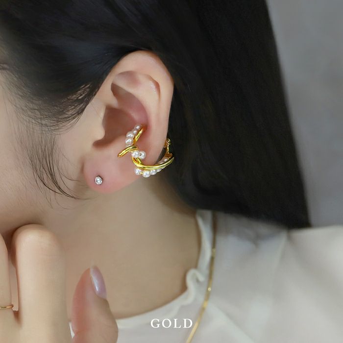 イヤカフパールソフィスティケートニッケルフリーツイストフープ開閉式イヤリングアクセサリー