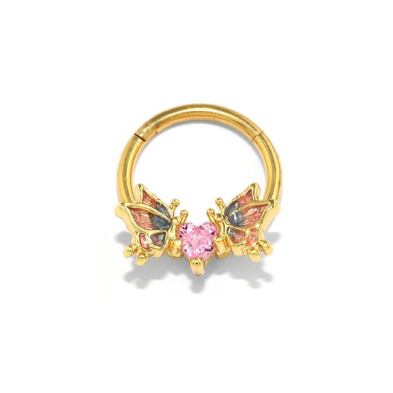 ハートジュエル蝶々マジカルピアス・セグメントリングゴールド