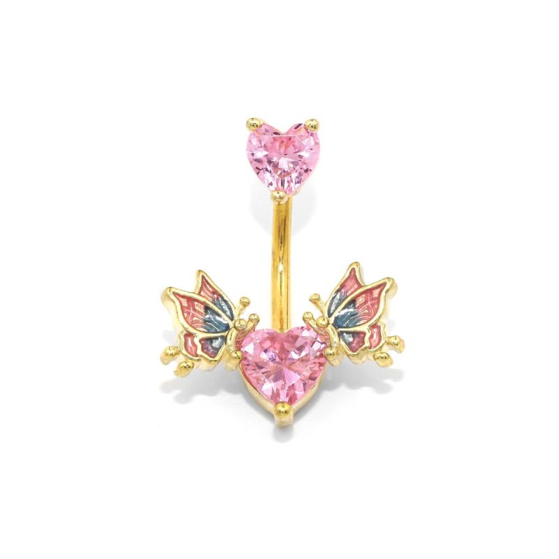 ハートジュエル蝶々マジカルピアス・へそピアスゴールド
