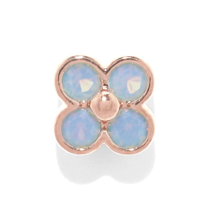 16G 軟骨ピアス 四つ葉 フラワー ミルキーブルー ジルコニア ジュエル