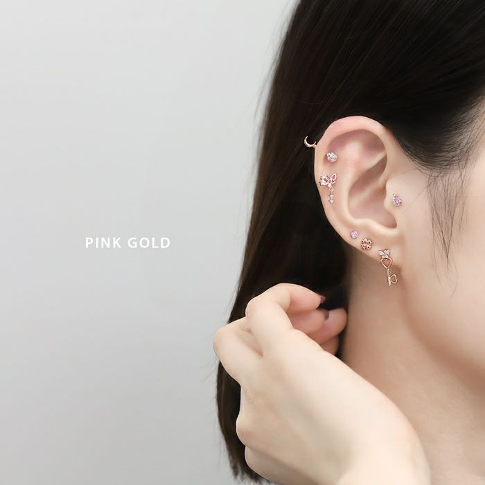 軟骨ピアス 16G 蝶々 バタフライ ミニ インナーコンク トラガス 小さい 上品 オフィス 小さめ ジュエル キュービックジルコニア ストレートバーベル 16ゲージ ボディピアス ボディピアス専門店凛 RIN