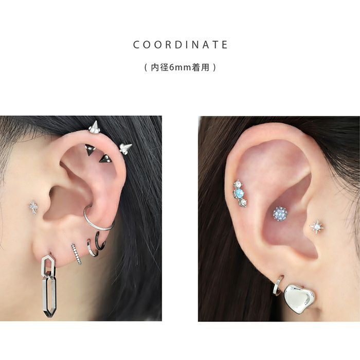 カットデザインワンタッチリングピアスこなれ感おしゃれアクセサリーボディピアス16G18G専門店凛RINプチプラ