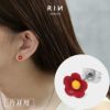 ステンレスピアス椿ツバキカメリア花フラワーかわいい大人カワイイ上品スタッドピアスアクセサリー