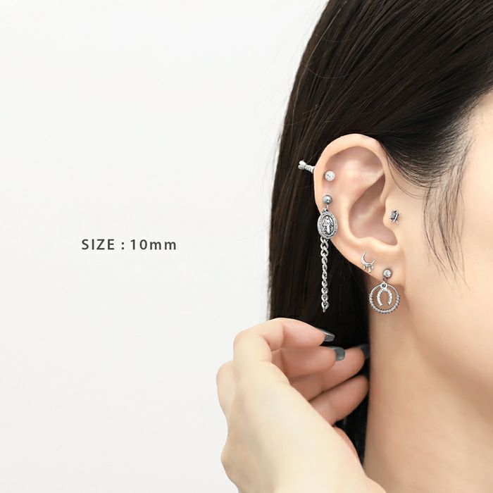 16G 軟骨ピアス コイル巻き シルバー ステンレス クール
