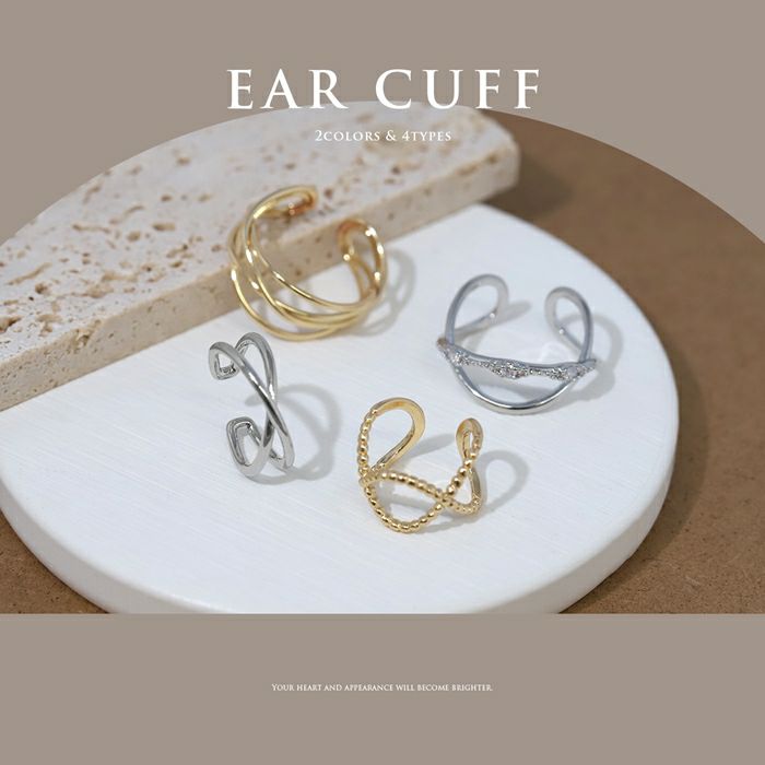 イヤーカフ クリップ イヤリング ツイストクロス ニッケルフリー リング イヤカフ アクセサリー