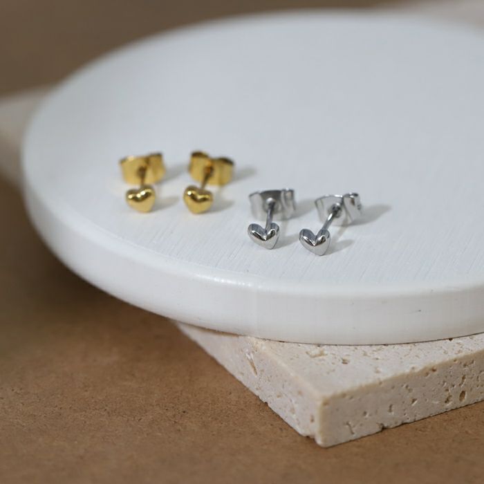 ピアス ミニ ハート かわいい 小さめ オールステンレス PVDコーティング スタッド アクセサリー