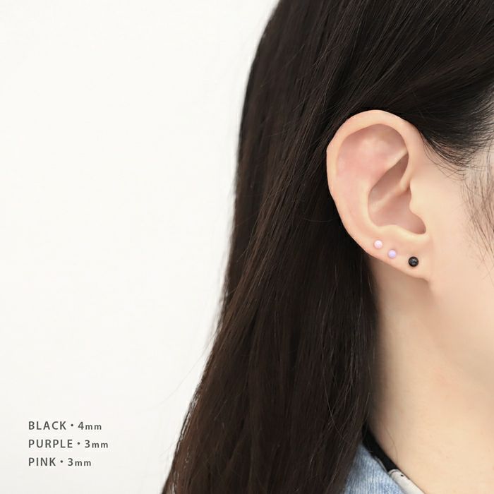 軟骨ピアス カラフル パステルボール 3mm 4mm シンプル かわいい 小さめ ストレートバーベル ボディピアス