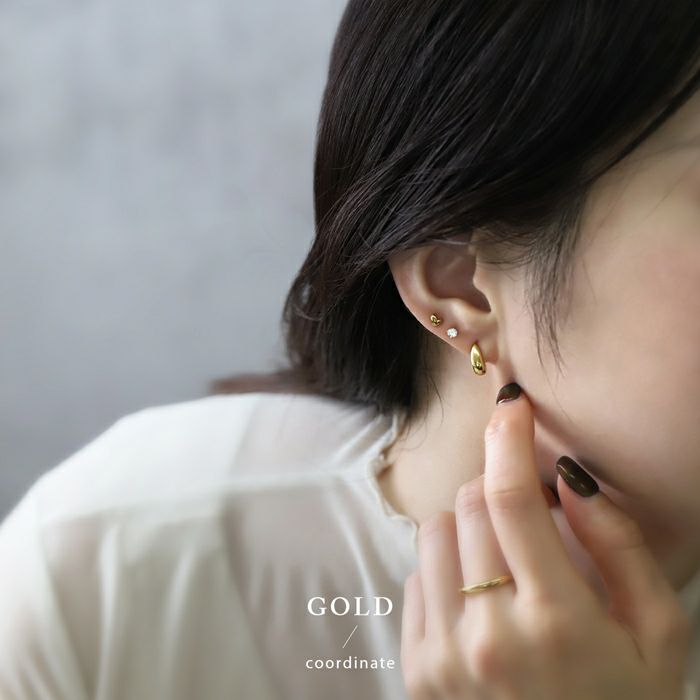 軟骨ピアス ティアドロップ 雫 ドロップ 金属アレルギー対応 ハーフフープ ストレートバーベル ボディピアス