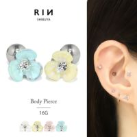 軟骨ピアス 花 オーロラ パステルカラー フラワー プチ 小さい かわいい ストレートバーベル ボディピアス