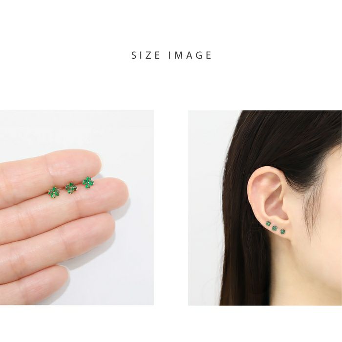 軟骨ピアス クローバー 四つ葉 ジュエル キュービックジルコニア ストレートバーベル ボディピアス
