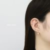 軟骨ピアス ジュエル ハート 揺れる チャーム キュービックジルコニア ストレートバーベル ボディピアス