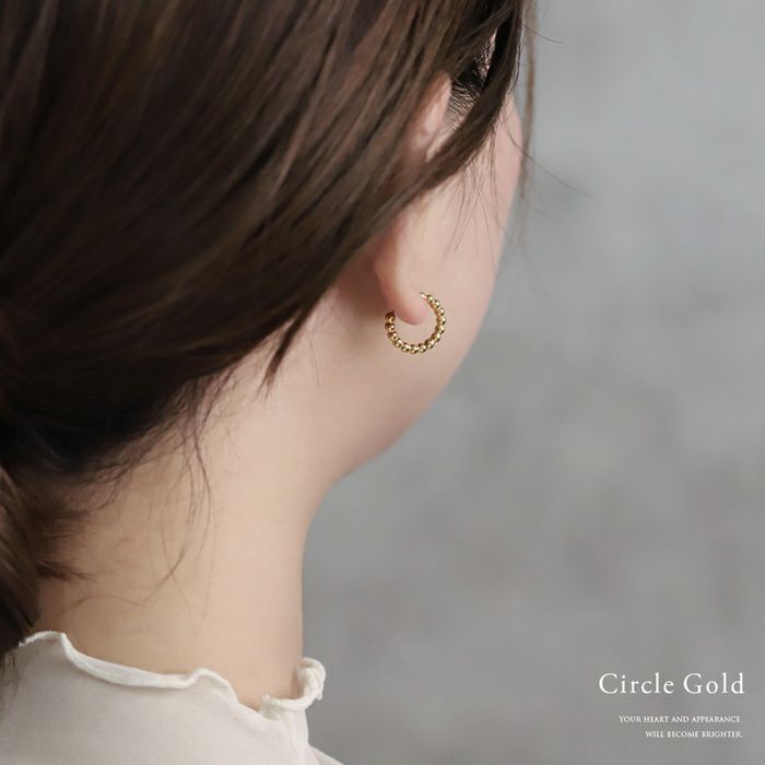 ピアス メタルボール ハート リング 金属アレルギー対応 フープ アクセサリー