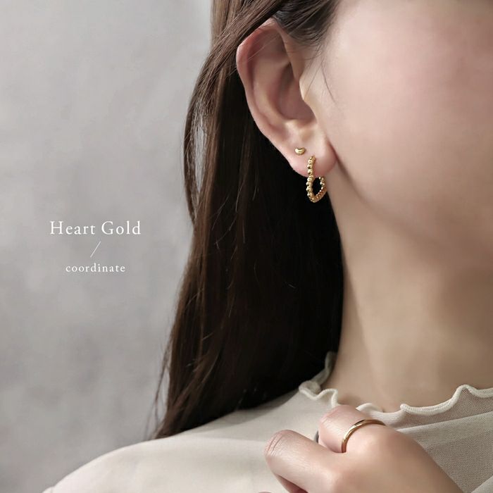 ピアス メタルボール ハート リング 金属アレルギー対応 フープ アクセサリー