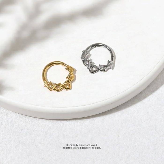 軟骨ピアス フープ いばら 茨 とげ ワンタッチ 金属アレルギー セグメントリング ボディピアス