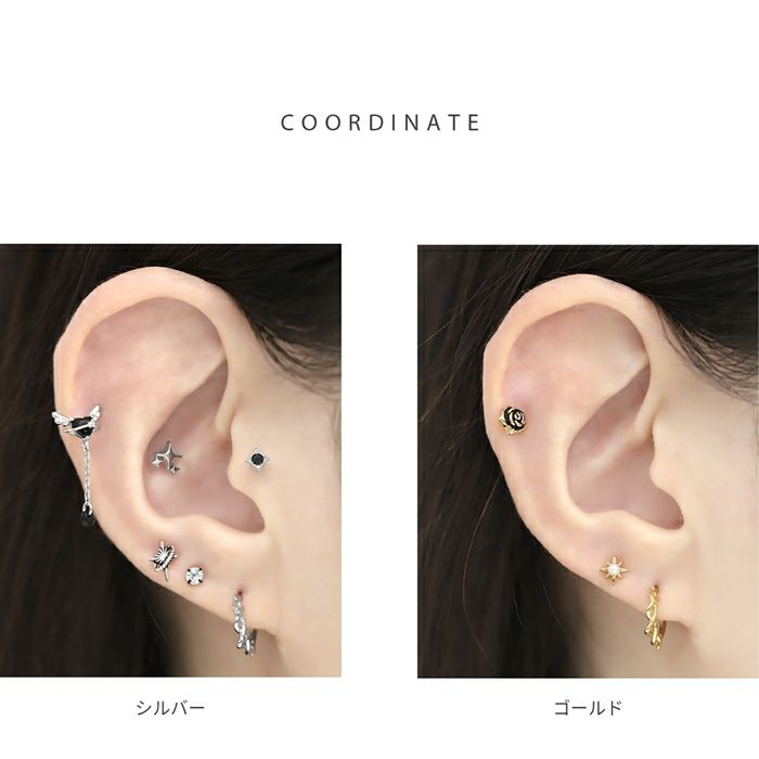 軟骨ピアス フープ いばら 茨 とげ ワンタッチ 金属アレルギー セグメントリング ボディピアス