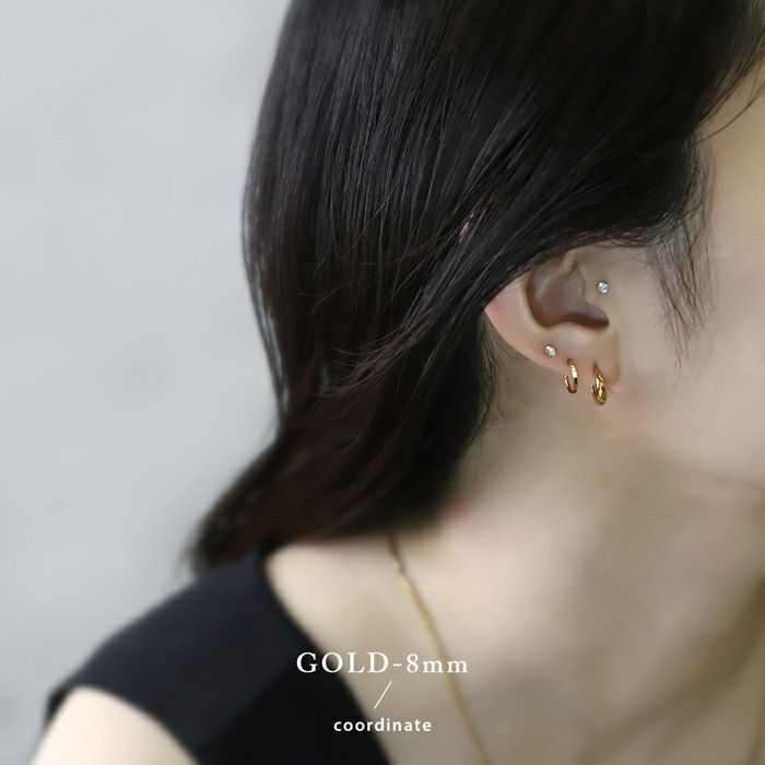 ピアス 24金 ピンクゴールド シンプル 大人カワイイ 金属アレルギー フープ  ワンタッチセグメントリング アクセサリー
