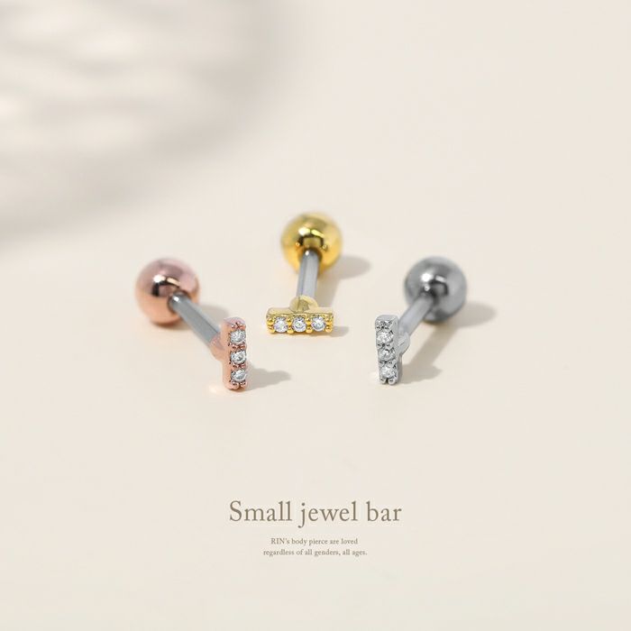 軟骨ピアス スクエア ストーン ジュエル CZ シルバー ゴールド ピンク  ストレートバーベル ボディピアス