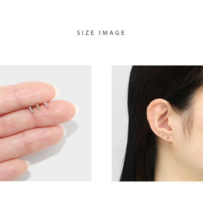 軟骨ピアス スクエア ストーン ジュエル CZ シルバー ゴールド ピンク  ストレートバーベル ボディピアス