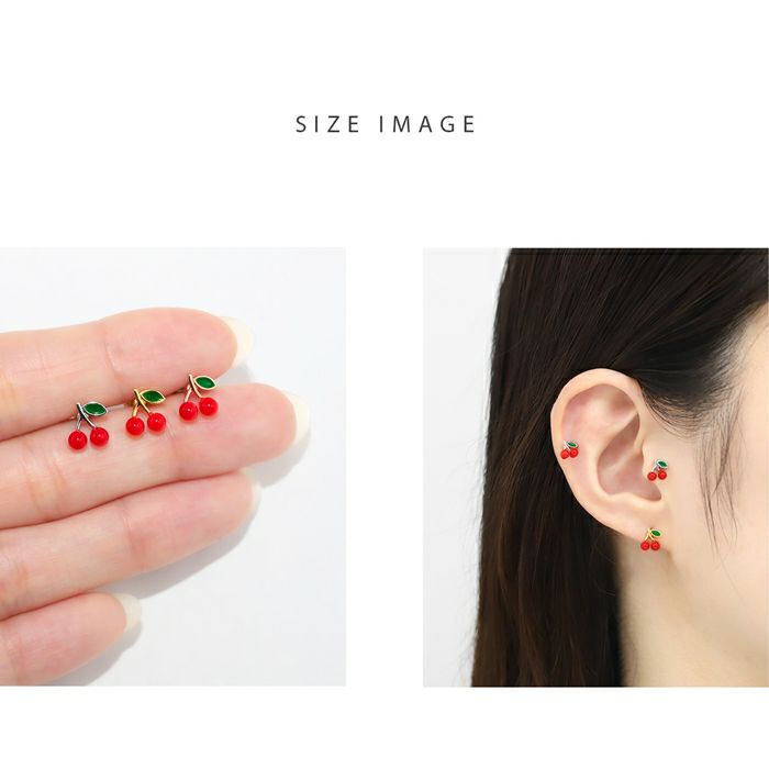 軟骨ピアス さくらんぼ チェリー 大人カワイイ カジュアル かわいいストレートバーベル ボディピアス