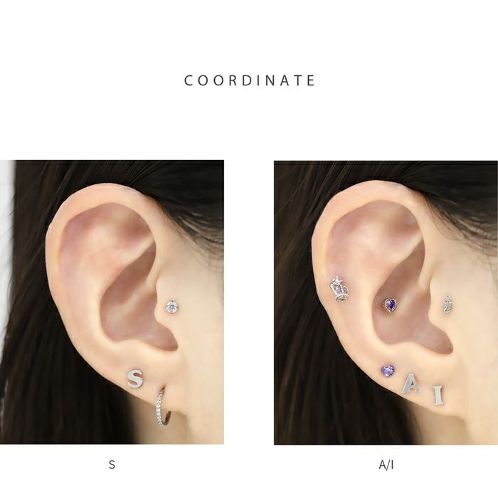 ステンレスピアス アルファベット イニシャル イングリッシュ 英字 文字 かわいい クール スタッドピアス アクセサリー