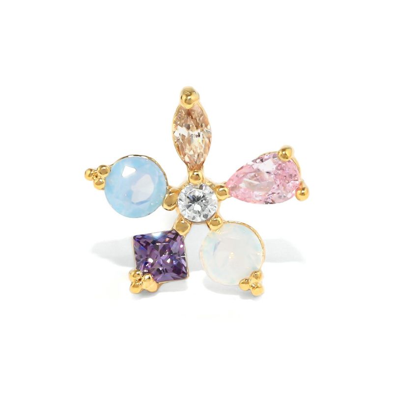 軟骨ピアス お花 ジュエル フラワー ビジュー きらきら カラフル かわいいストレートバーベル ボディピアス