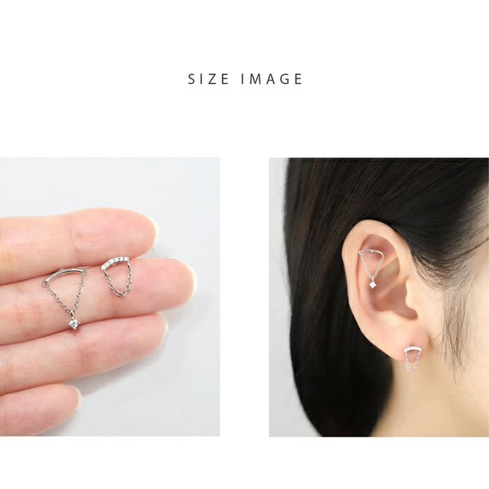 16G 軟骨ピアス チェーン ジュエル フローティングヘリックス