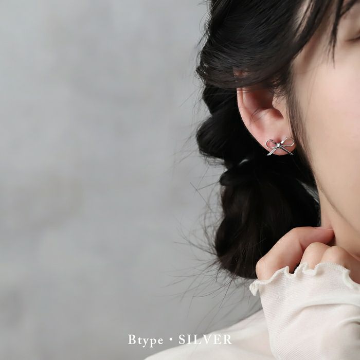 ピアス リボン かわいい バレエコア 韓国ファッション チタンポスト スタッド アクセサリー
