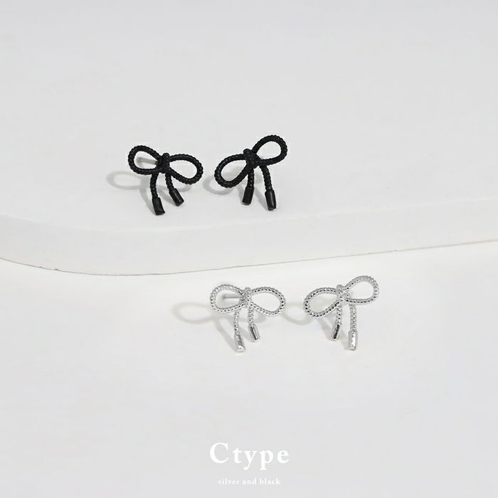 ピアス リボン かわいい バレエコア 韓国ファッション チタンポスト スタッド アクセサリー
