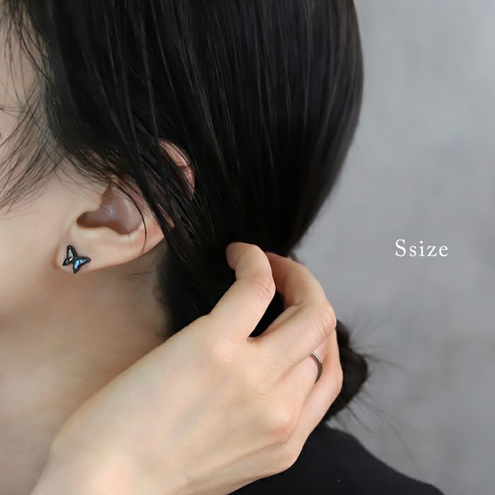 軟骨ピアス 蝶　螺鈿　貝　シェル　伝統工芸　ストレートバーベル ボディピアス