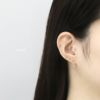 軟骨ピアス 羽 ハート 天使 チェーン 揺れる キュービックジルコニア ストレートバーベル ボディピアス
