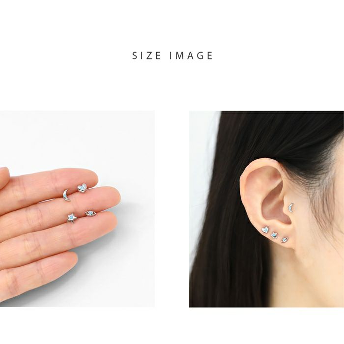 軟骨ピアス エスニック ターコイズ ハート 星 月 目ストレートバーベル ボディピアス