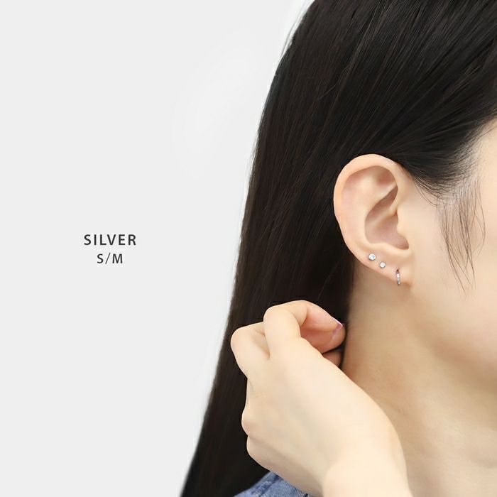 軟骨ピアス 一粒ジュエル ラウンド 小さめ 小ぶり シンプル ストレートバーベル ボディピアス