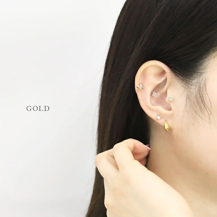 軟骨ピアス クラウンジュエル プリンセスカップ キュービックジルコニア 王冠 ストレートバーベル ボディピアス