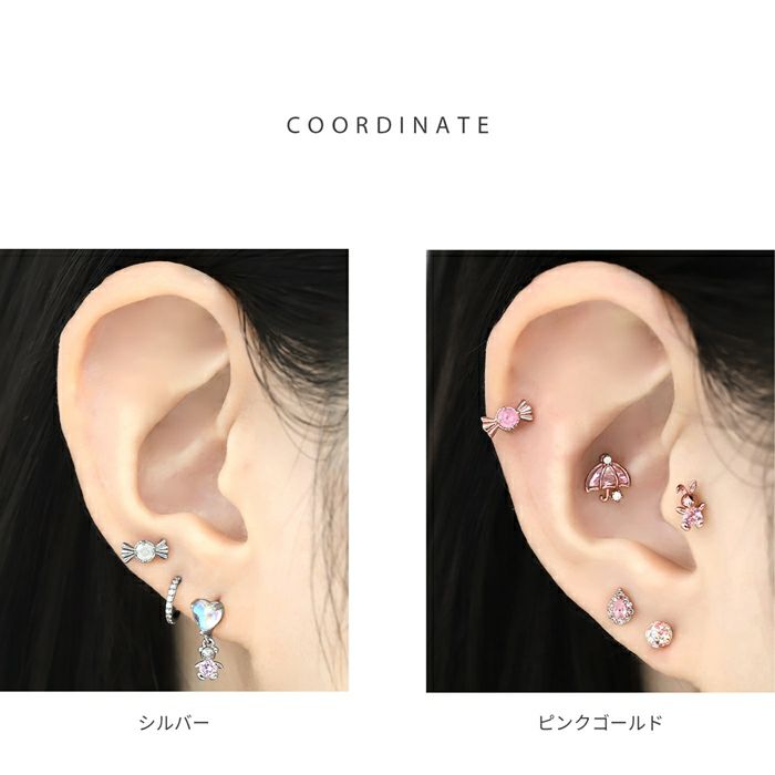 軟骨ピアス キャンディ 飴 ジュエル キュービックジルコニア かわいいストレートバーベル ボディピアス
