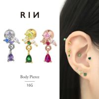 軟骨ピアス ビジュー ジュエル きれい キュービックジルコニア ストレートバーベル ボディピアス