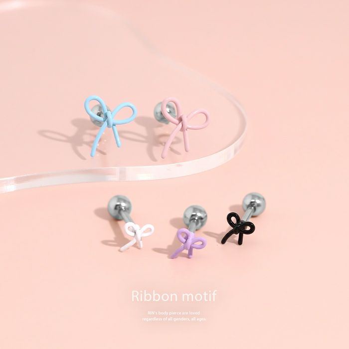 軟骨ピアス リボン 小さい 大きめ 華奢 2サイズ かわいい ストレートバーベル ボディピアス