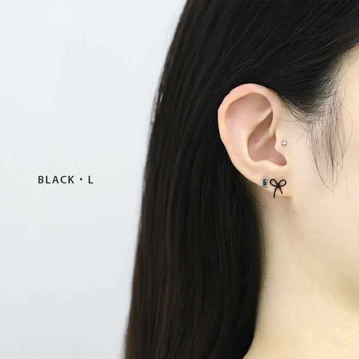 軟骨ピアス リボン 小さい 大きめ 華奢 2サイズ かわいい ストレートバーベル ボディピアス