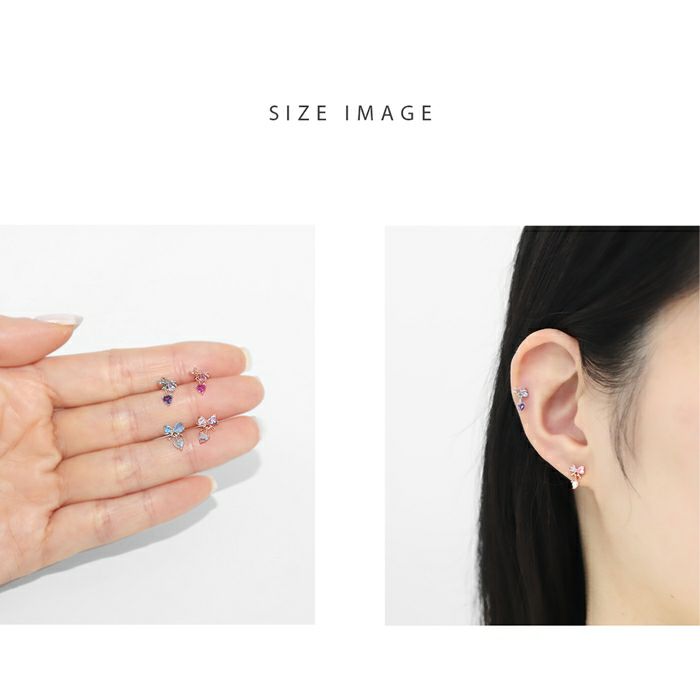 軟骨ピアス 16G ハートチャーム リボン ゆらゆら ジュエル