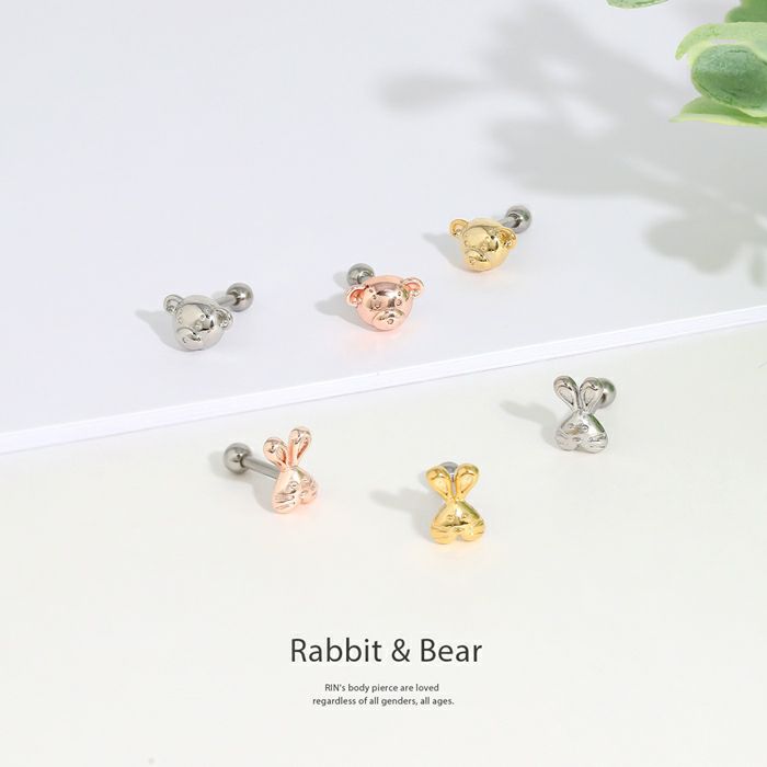 軟骨ピアス 16G くま ベア うさぎ ラビット 顔 フェイス 小さめ 可愛い