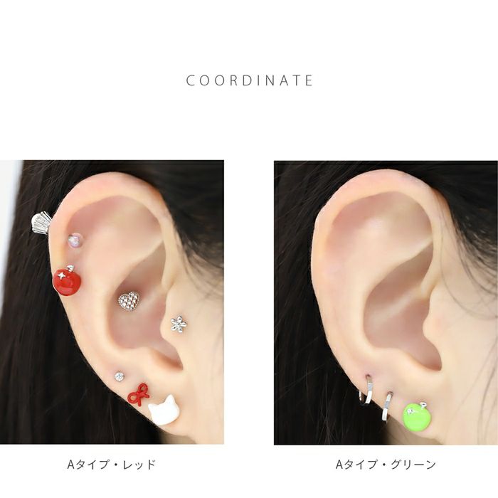 あきりんごピアス2点おまとめ※レハイムピアス、一粒ダイヤピアス 凛 RIN ボディピアス 王冠 チェーン 14G 16G 軟骨ピアス クラウン