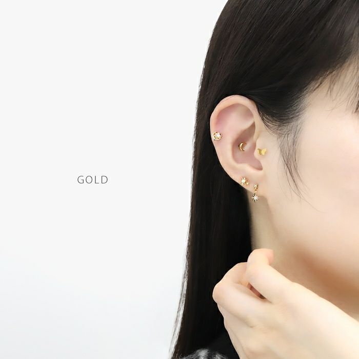 軟骨ピアス 16G 星 スター キラキラ オーロラ ジュエル キュービック