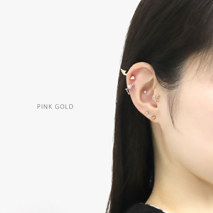 軟骨ピアス 16G ハート 矢 アロー 天使の矢 可愛い カワイイ チェーン